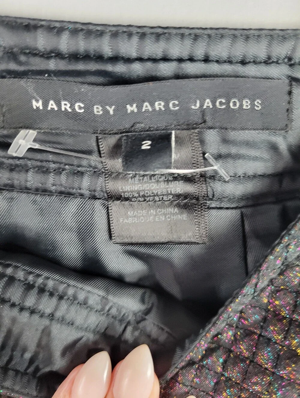 Marc By Marc Jacobs Quilted Holographic Mini Skirt Size 2